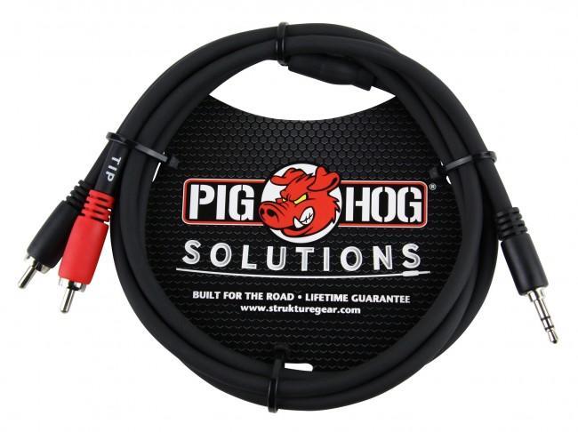 Pig Hog Solutions - 3ft Stereo Breakout Cable, 3.5mm to Dual RCA PB-S3R03