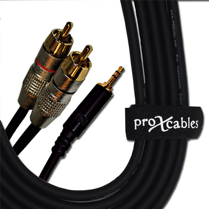 Prox XC-CMR6 6’ Ft High Performance 3.5mm 1/8” Mini TRS to Dual RCA-M Unbalanced Y-Cable