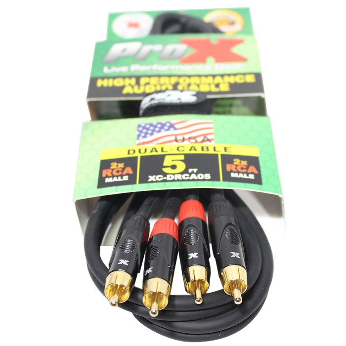 ProX 5 FT. UNBALANCED DUAL RCA-M TO DUAL RCA-M HIGH PERFORMANCE AUDIO CABLE (XC-DRCA05)