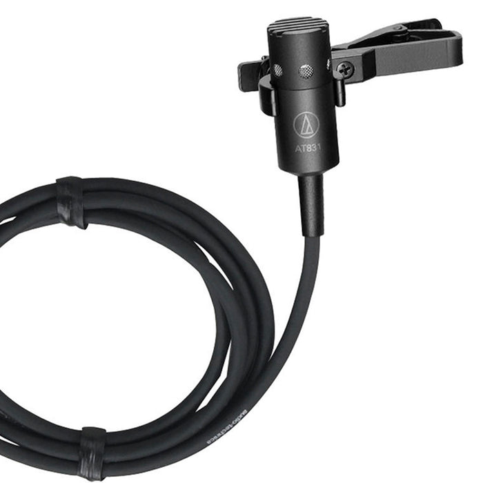 Audio-Technica AT831cW Cardioid Condenser Clip-On Lavalier Mic Terminated with locking 4-pin connector for A-T UniPak® body-pack wireless transmitters
