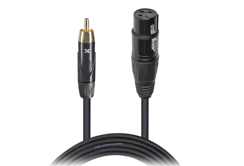 Prox XC-RXF10-10ft. Unbalanced High Performance Interconnect Microphone DJ Audio Mixer Cable Female XLR to RCA Connector