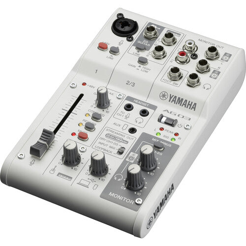 Yamaha AG03MK2 3-Channel Mixer & USB Audio Interface (White)