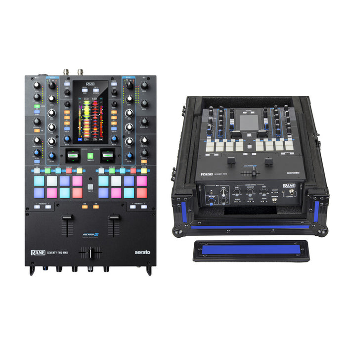 Rane DJ Seventy Two MKII + Odyssey Innovative Designs Universal 12" Format Extra Deep DJ Mixer Case (Black on Blue)
