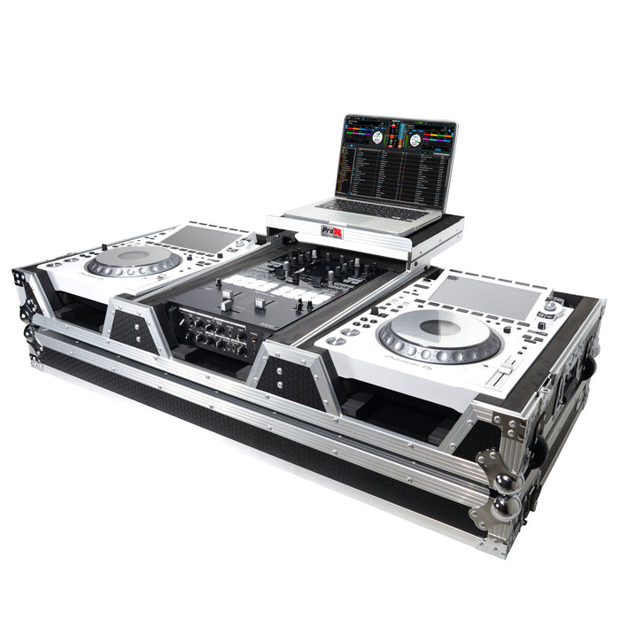 ProX XS-CDM3000WLT DJ Coffin Flight Case for Pioneer Mixer DJM-900NXS2 and 2x CDJ-3000 with Wheels and Laptop Shelf