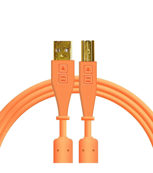 Chroma Cables: Audio Optimized USB Cables - Neon Orange Straight