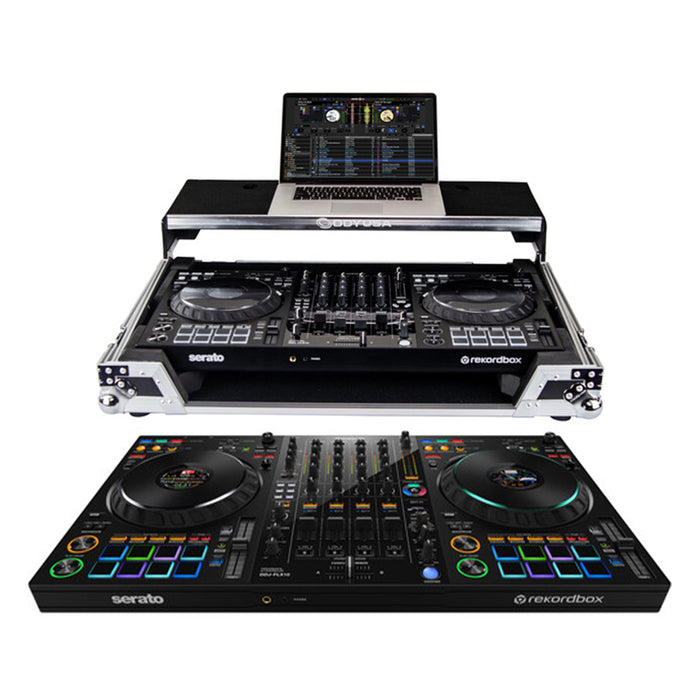 Pioneer DJ DDJ-FLX10 + Odyssey FZGSFLX10WM DJ Flight Case with Glide Style Laptop Platform and Wheels