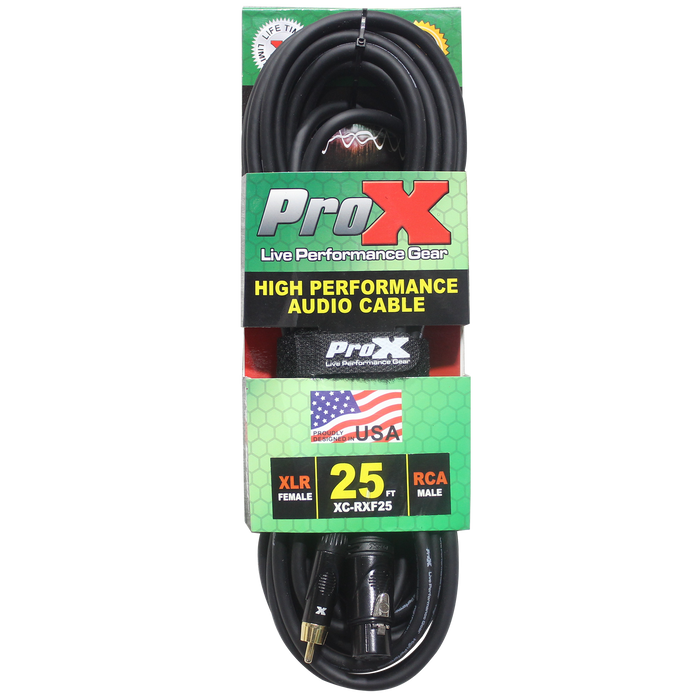 ProX 25 Ft. Unbalanced RCA to XLR3-F High Performance Audio Cable