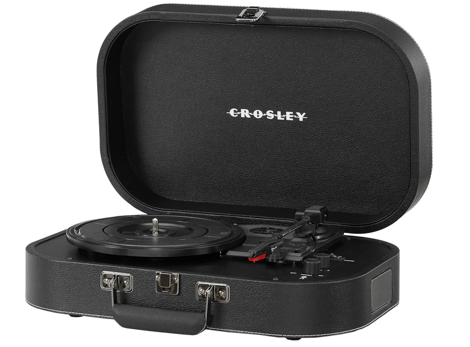 Crosley CR8009B-BK Discovery Vintage Bluetooth in/Out 3-Speed Belt-Driven Suitcase Vinyl Record Player Turntable, Black