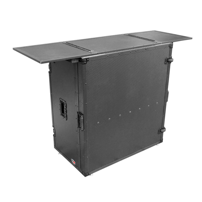 ProX Transformer Series Fold-Away DJ Performance Desk Facade with Wheels (Black/Black)