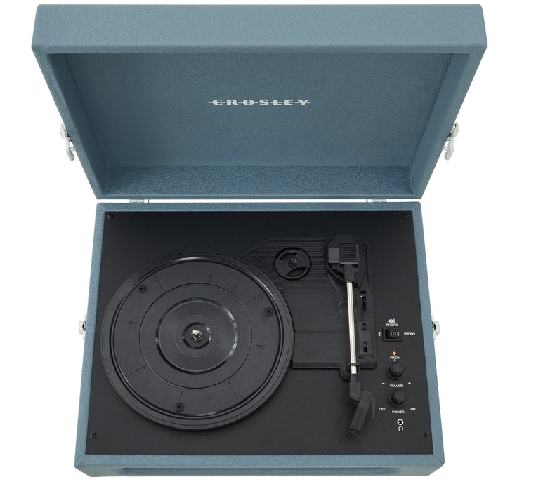 Crosley CR8017B-WB Voyager Vintage Portable Vinyl Record Player Turntable with Bluetooth in/Out and Built-in Speakers, Washed Blue