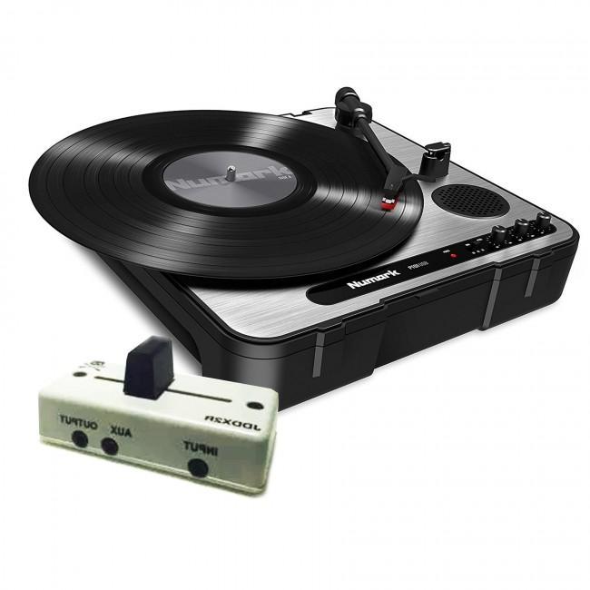 Numark PT01 USB Portable Turntable with Jesse Dean JDDX2R Fader in Hi Roller White - Rock and Soul DJ Equipment and Records