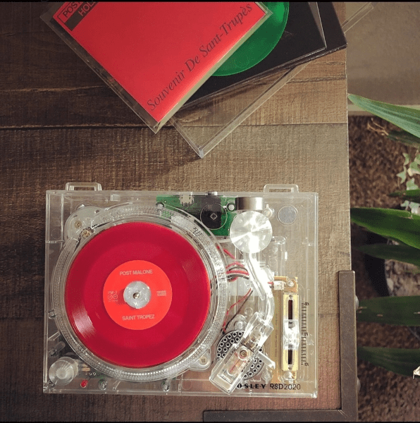 Crosley RSD2020 Mini Turntable - Clear + Two 3" Post Malone records "Limited Ed." - Rock and Soul DJ Equipment and Records