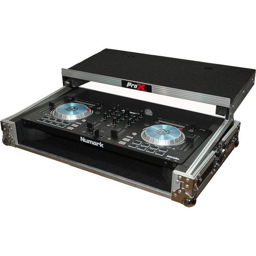ProX Flight Case with Shelf for Numark Controller (Silver on Black) - Rock and Soul DJ Equipment and Records