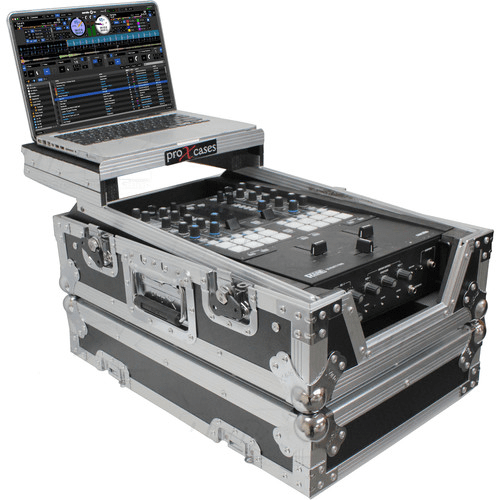ProX XS-RANE72LT Flight Case with Shelf for 11" Rane 72 DJ Mixer (Silver-on-Black) - Rock and Soul DJ Equipment and Records