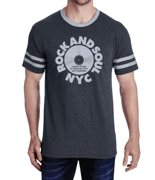 Rock And Soul Retro Varsity Tee (Gray) - Rock and Soul DJ Equipment and Records