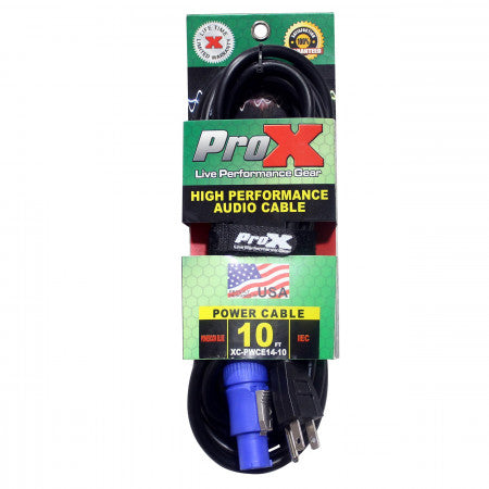 ProX XC-PWCE14-10 10FT PowerCON Blue to Edison 110V Male High Performance 14AWG Power Cord